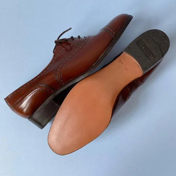 NWOT Brown Leather Church’s Heeled Oxford Shoe 8.5 - Picture 6 of 10